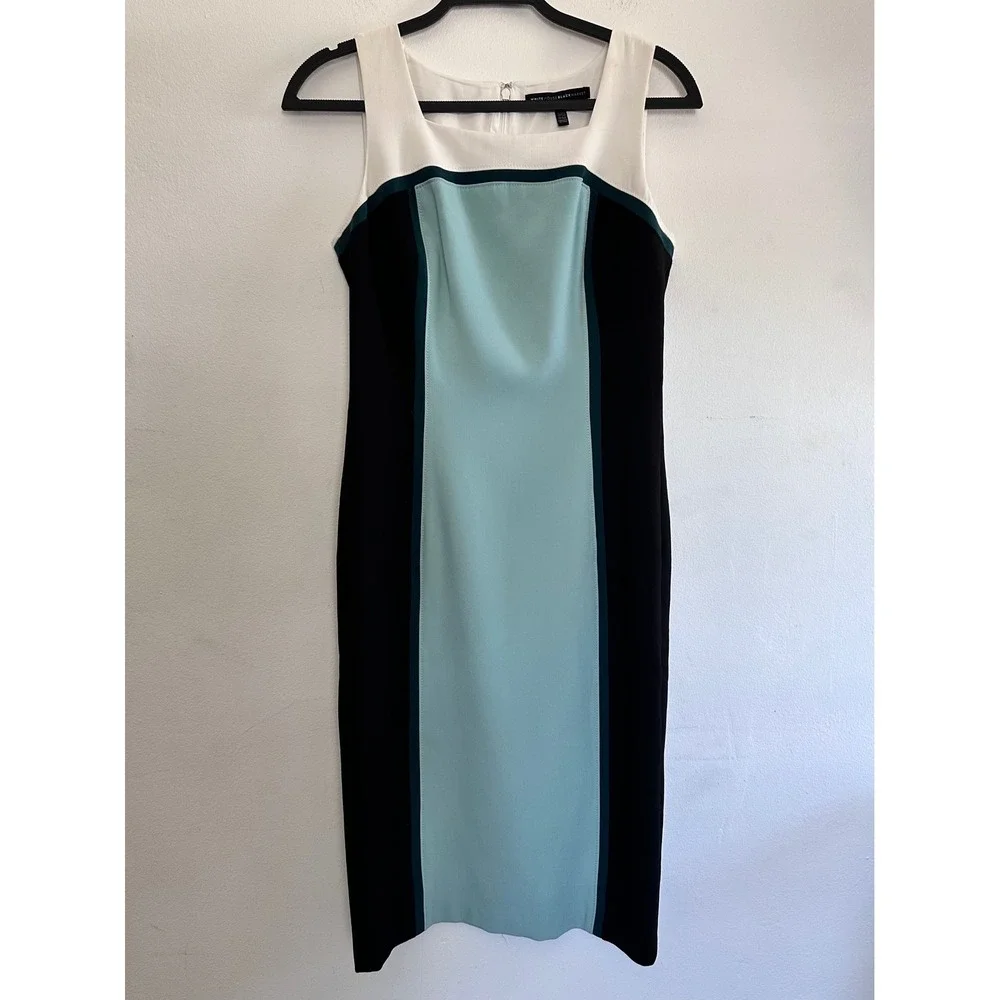 WHBM Colorblock Sheath Midi Dress 4 Sleeveless Timeless Retro 60's Mod Cocktail